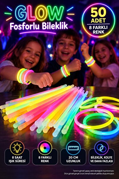 TOYFEST 50 Pieces Glow in the Dark Glow Stick Highlighter Stick Bracelet - Sh...