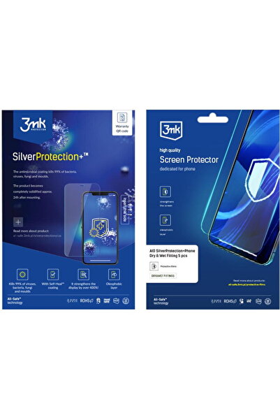 3MK Folie protectie telefon universal All-Safe AIO SilverProtection+, antibac...