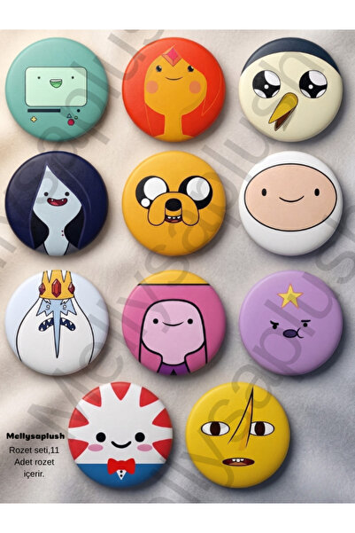 mellysaplush Adventure Time Rozet Seti 11 Adet - 44mm