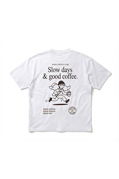 Good Coffee Beyaz Oversize T-Shirt