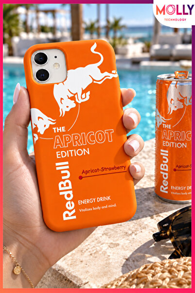Molly iPhone 11 İçin Turuncu Redbull The Apricot Edition Desenli İçi Kadife S...