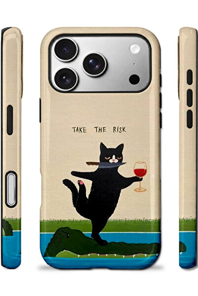 EDELFU iPhone 17 PRO Uyumlu - Tehlikeli Sularda Kedi, Çift Katmanlı Kapak, Parlak Yüzey Koruyucu Kılıf