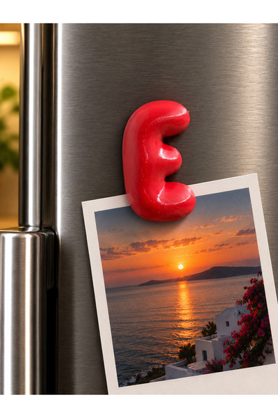 LioraeAtelier E Harfi Buzdolabı Magneti Kırmızı Harf Magnet