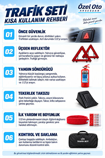Adıfeks Çantalı Lüx Trafik Seti Tüvtürk Uyumlu + Çantalı Akü Takviye Kablosu 1200 Amper 2 Metre
