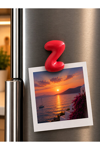 LioraeAtelier Z Harfi Buzdolabı Magneti Kırmızı Harf Magnet