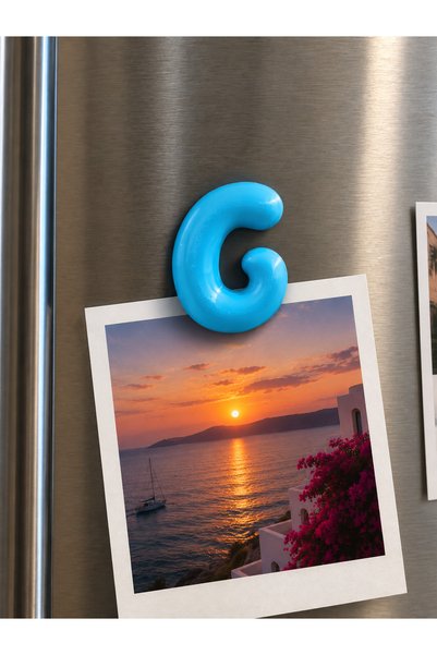 LioraeAtelier G Harfi Buzdolabı Magneti Mavi Harf Magnet 6.5 CM