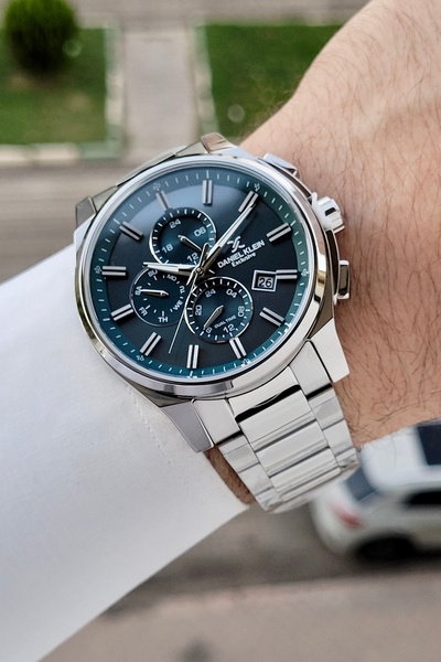 Daniel Klein Kadranı Mavi Kordonu Gümüş Renk 44 Mm İç Göstergeleri Aktif Hedi...