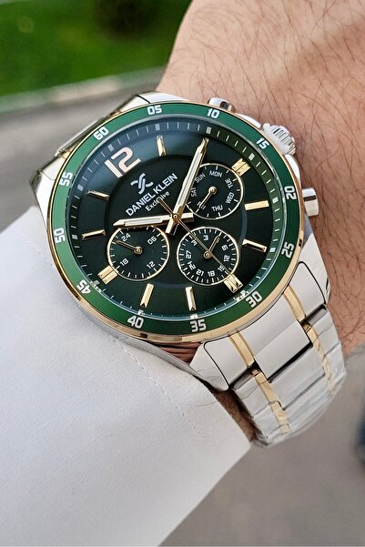 Daniel Klein Dial Green Strap Gold Gray Color 43 mm Functional Same as the Vi...