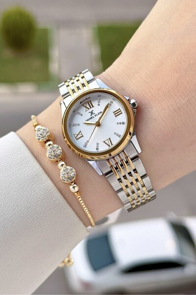 Daniel Klein Gold Silver Color 28 mm Women's Wristwatch with Gift Packaging