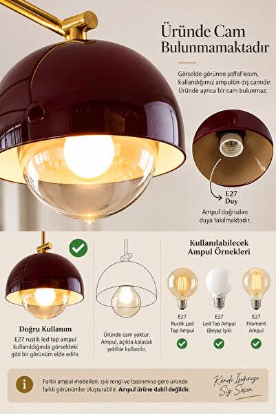 Luna Lighting Pera 3 lü Salon Mutfak Koridor Yemek Masası Metal Şık Estetik Dekoratif Sarkıt Avize