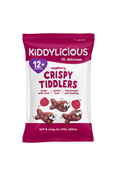 Kiddylicious Raspberry Crispy Tiddlers - Delicious Real Fruit Treat for Kids - Suitable for 12+ Mont