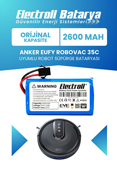 ELECTROLL Eufy Robovac 35c Uyumlu Batarya (Orijinal Kapasite) 2600mah Pil Rob...