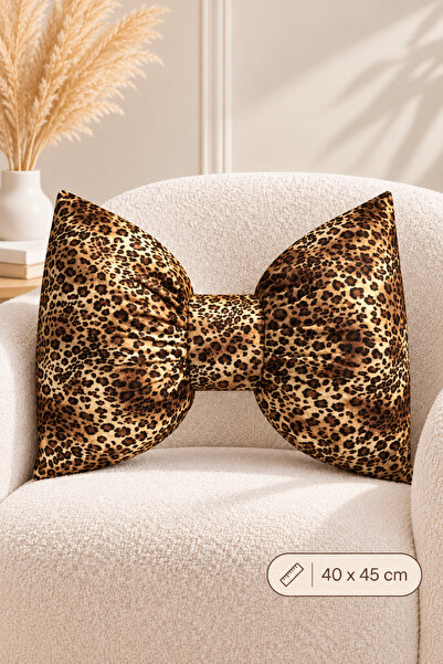 Ases Design Dekoratif Kırlent - Leopar Desenli Fiyonk Kırlent - 40 × 45