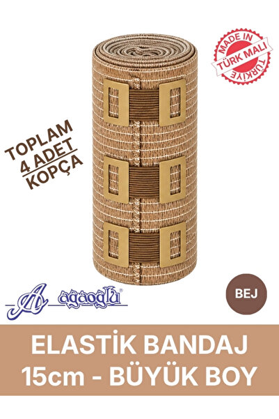 Alban Elastik Bandaj 15cm, 4 Klipsli 4,5 Metreye Kadar Uzar, Spor ve Günlük K...