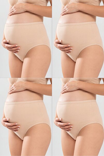Arma Yıldız Pack of 4 Women's Skin Cotton Lycra High Waist Maternity Panties