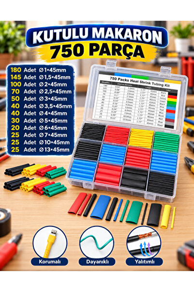 Unichrome 750 Parça Kutulu Heat Shrink Makaron Daralan Kablo Tamir Seti