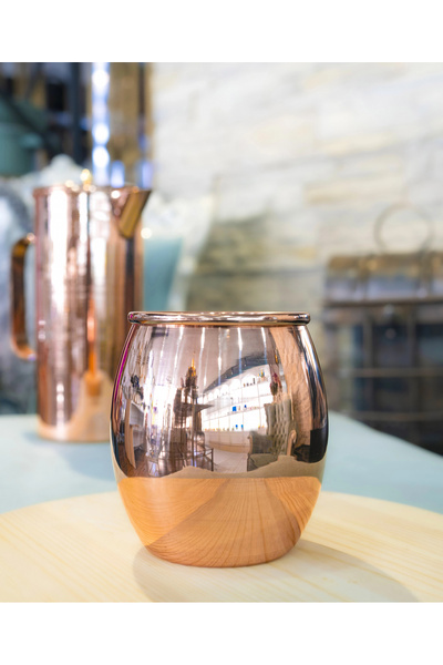 Bakır Concept Copper Cup Chubby Cocktail Bright Copper Color (Tin-Free) Set of 2