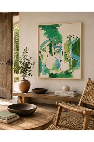 Boho wellness studio Çerçeveli MDF Yeşil Figüratif Soyut Sanat Tablosu