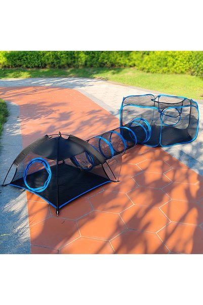 Choice Blue 3-in-1 Portable Mesh Pet Fence Playhouse Multi-Animal Cage with T...