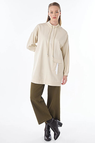 Kayra Off-Shoulder Scuba Sweatshirt Cream