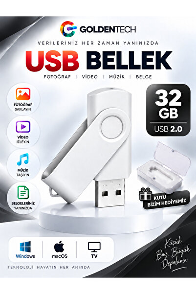 Golden Tech 32 GB Metal Başlıklı Flash Bellek Ve Plastik Kutu