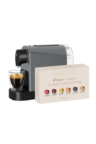 Tchibo Espressor capsule Cafissimo Plus, gri, set cu 60 capsule Clasic Collec...