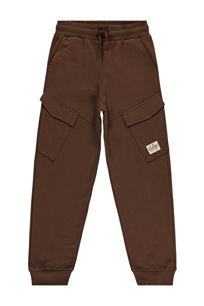 Civil Boys Basic Cargo Pocket Sweatpants for 10-13 Years Old - Brown