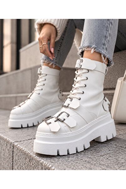 Tress Fashion Γυναικείες λευκές μπότες μοντέλο - Νοσταλγία S