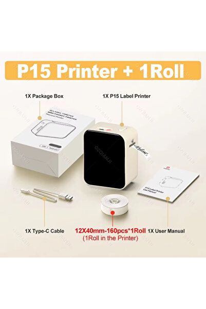 Choice9 P15-WH Add 1Roll- Marklife P15 Wireless Bluetooth Label Printer Porta...