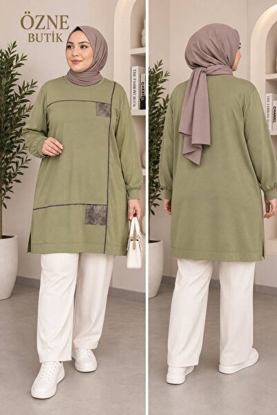 ÖZNE BUTİK Leather Detailed Tunic