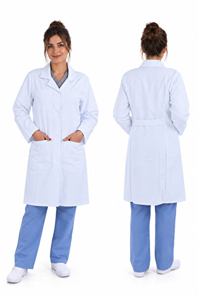 eser x workwear Alpaka Kadın İş Önlüğü Uzun - Beyaz