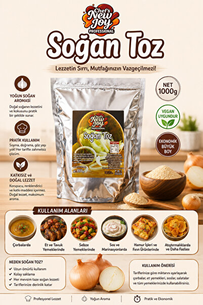 chef's new joy professional Soğan Toz 1000 gr Onion Powder Kurutulmuş Doğal Soğan Tozu