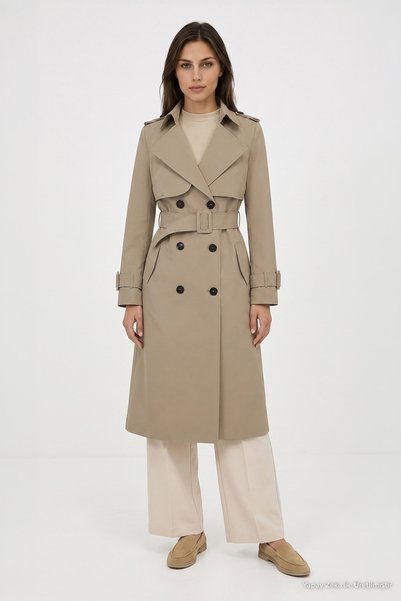 Zühre Jacket Collar Sleeve Detailed Mink Trench Coat 12667