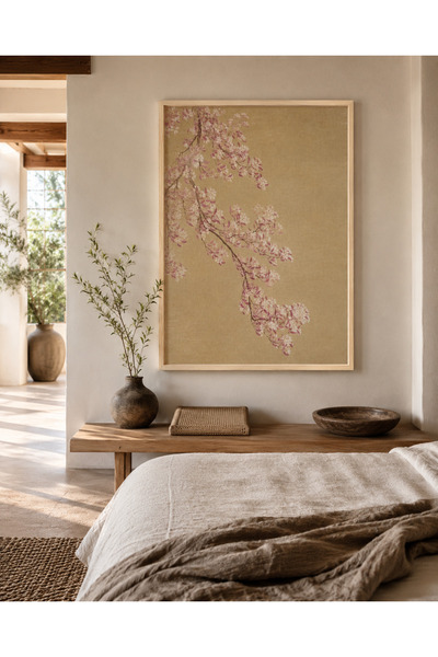 Boho wellness studio Çerçeveli MDF Sakura Dalları Duvar Tablosu – Japon Esint...