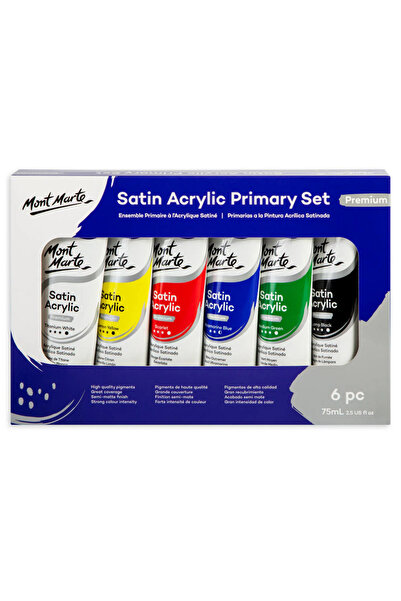 Mont Marte Akrilik Boya Seti Premium Saten Ana Renkler 6x75ml - Primary Set