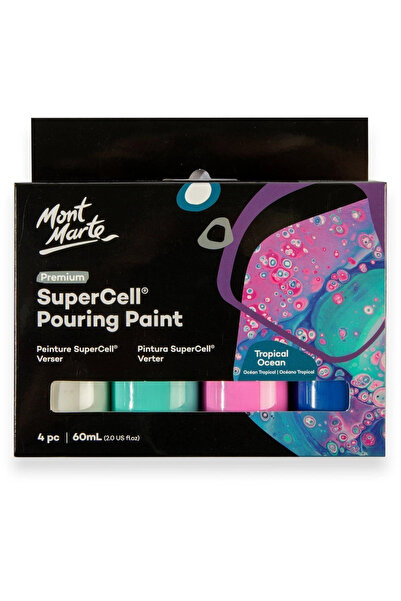 Mont Marte Premium SuperCell Akrilik Dökme Boya Seti 4x60ml - Tropical Ocean