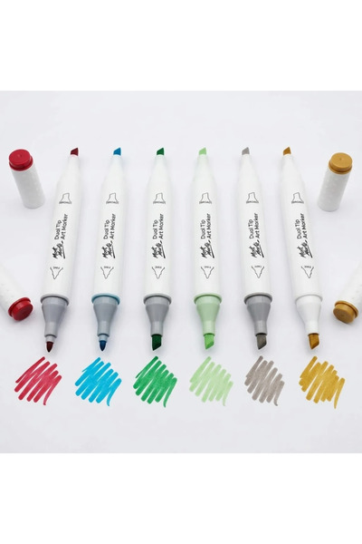 Mont Marte Premium Double-Ended Art Markers Set of 6 – Vibrant and Balanced C...