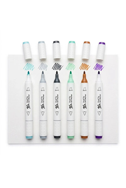 Mont Marte Premium Double-Ended Art Markers Set of 6 – Cool and Natural Tones