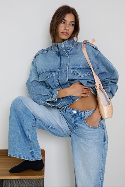Stradivarius Balon kesim denim ceket
