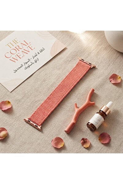 Primo Plus Coral Pink Braided Solo Loop Strap Compatible with Apple size 44/4...