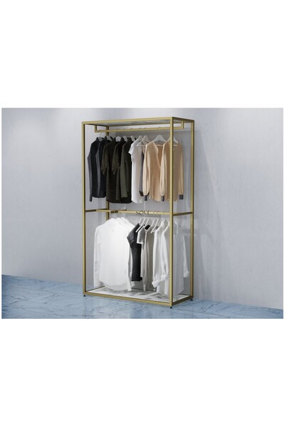 Dekoratif Butik Mağaza Düz Çiftli Elbise Askılık