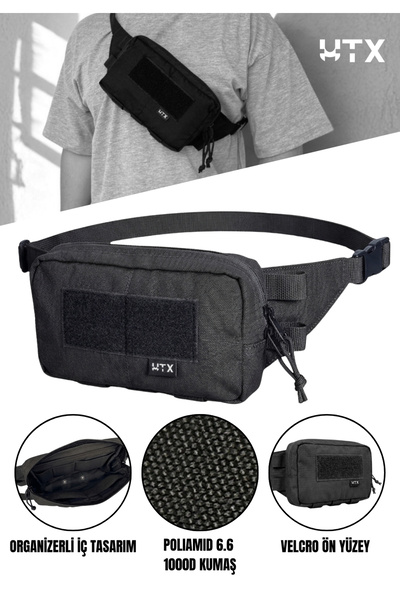 UTX Grovuxa Siyah Rengi Çok Bölmeli Unisex Outdoor Bel Ve Omuz Çantası