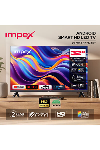 IMPEX Gloria 32 Smart HD Ready 32 Inch Android LED TV (8GB Memory, 1GB RAM, Q...