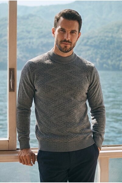 ONNO Half Fishmesh Collar Steel Knitted Men's Sweater