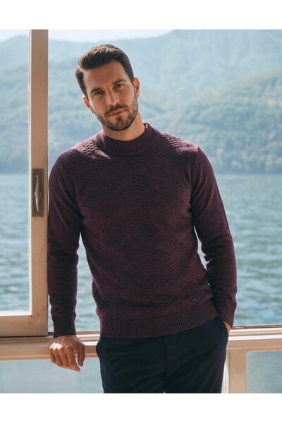 ONNO Half Fishmesh Collar Steel Knitted Men's Sweater