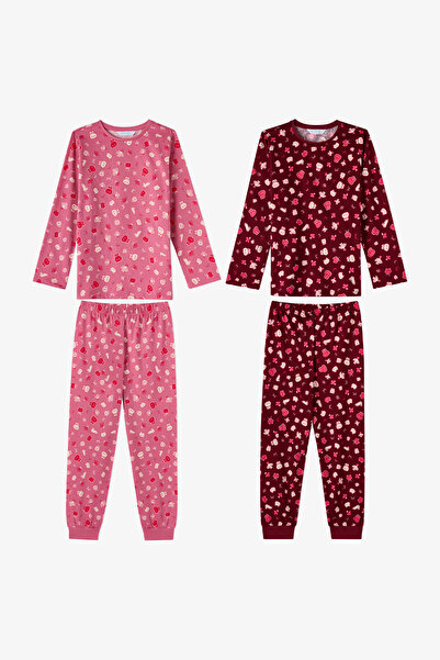 Penti Kız Çocuk Gül Kurusu Mailing Friend Pamuklu Uzun Kollu 2'li Pijama Takımı