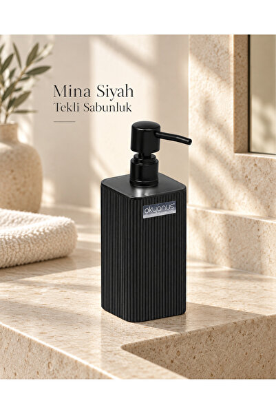 Okyanus Home Dozator de săpun lichid Mina Black Square cu dungi