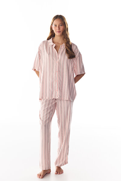 Penti Sleep Mode Çizgili Kısa Kollu Gömlek Pantolon Pijama Takımı