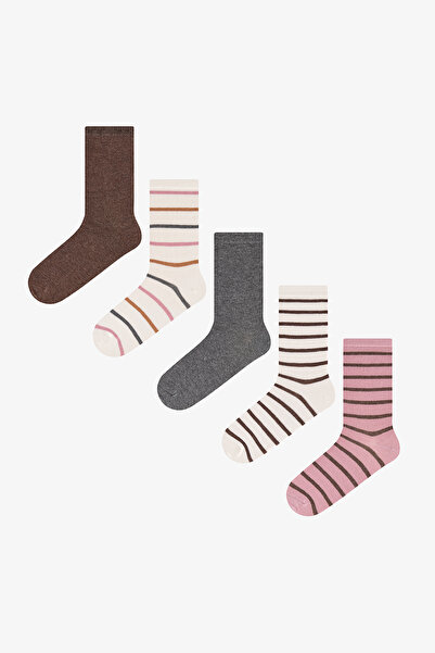 Penti Natural Lines Striped Cotton 5 Pairs of Socks