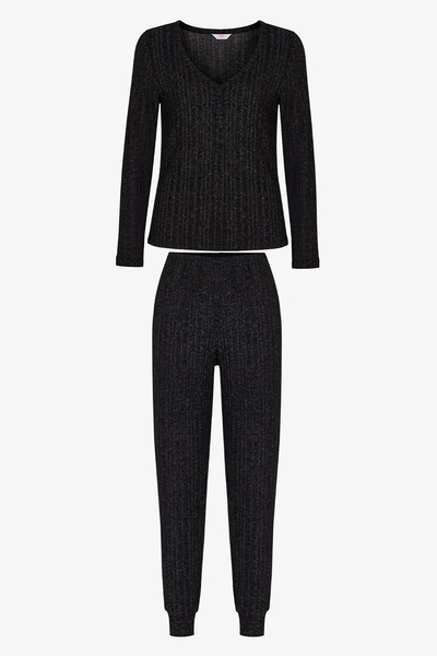 Penti Black Dark Night Long Sleeve Pants Pajama Set